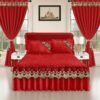 Luxury Ruffled Bed Skirt Set with Curtains