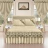 Luxury Ruffled Bed Skirt Set with Curtains