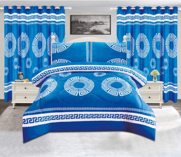 15 5-Piece Polar Fleece Bedspread Set with Curtains