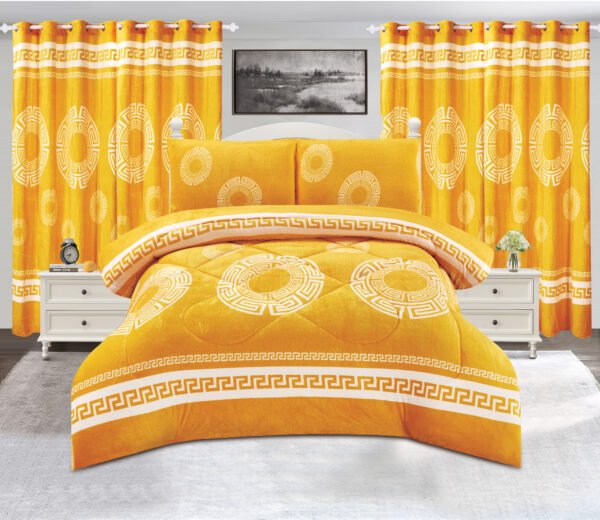 2 5-Piece Polar Fleece Bedspread Set with Curtains