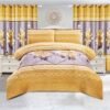 5-Piece Printed Polar Fleece Bedspread Set with Curtains