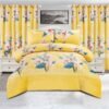 5-Piece Printed Polar Fleece Bedspread Set with Curtains