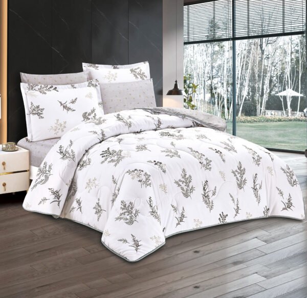 6-Piece Floral Comforter Set with Fitted Sheet