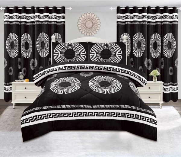 36 5-Piece Polar Fleece Bedspread Set with Curtains