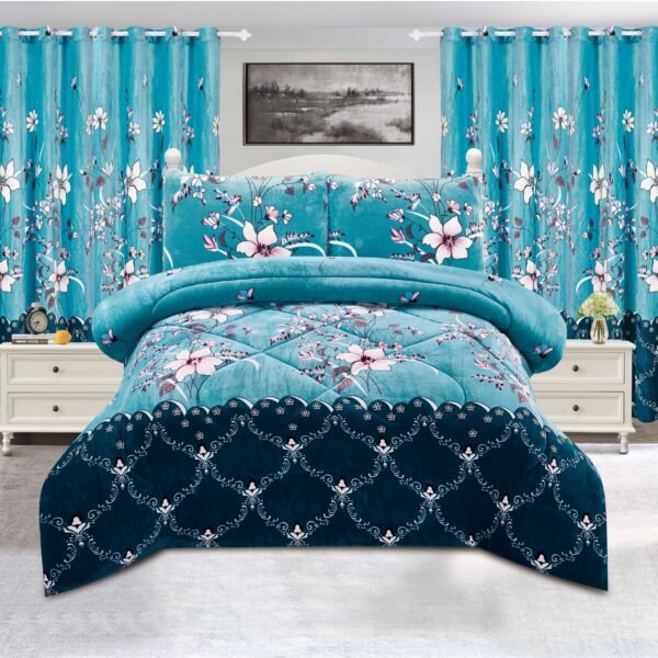 4 5-Piece Borrego Comforter Set with Curtains