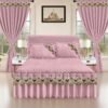 Luxury Ruffled Bed Skirt Set with Curtains
