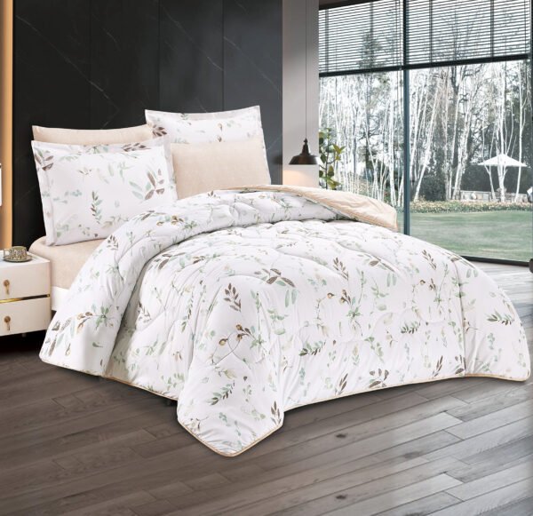 6-Piece Floral Comforter Set with Fitted Sheet