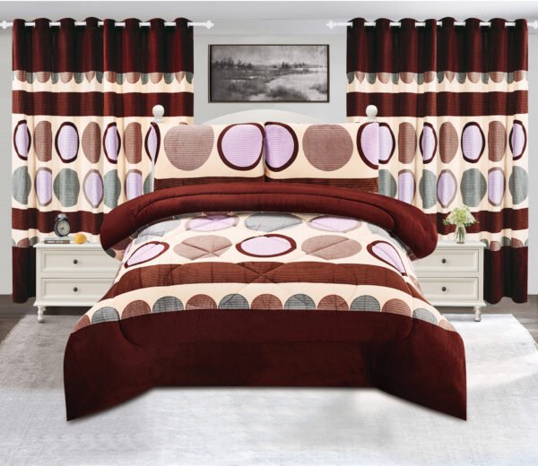 7 5-Piece Polar Fleece Bedspread Set with Curtains