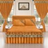 Luxury Ruffled Bed Skirt Set with Curtains