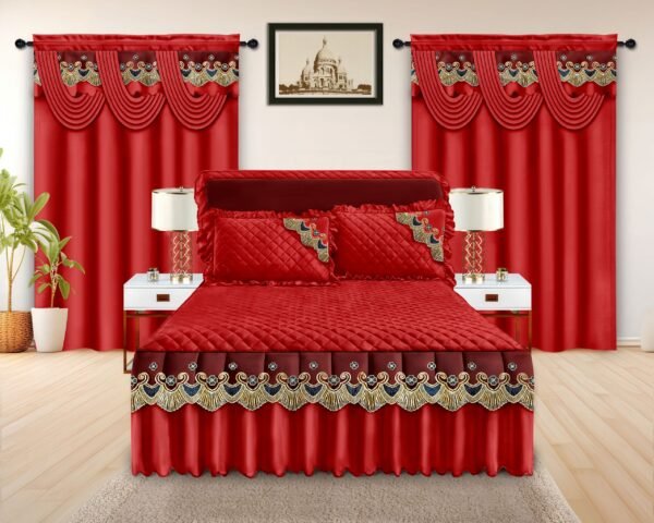 Elegant 5-Piece Bedspread Set with Decorative Valance Curtains