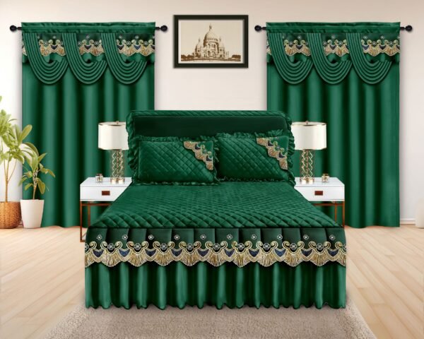 Elegant 5-Piece Bedspread Set with Decorative Valance Curtains