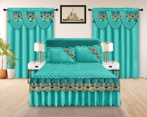 Elegant 5-Piece Bedspread Set with Decorative Valance Curtains