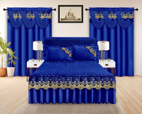 Elegant 5-Piece Bedspread Set with Decorative Valance Curtains