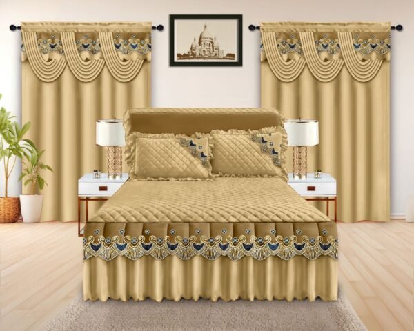 Elegant 5-Piece Bedspread Set with Decorative Valance Curtains