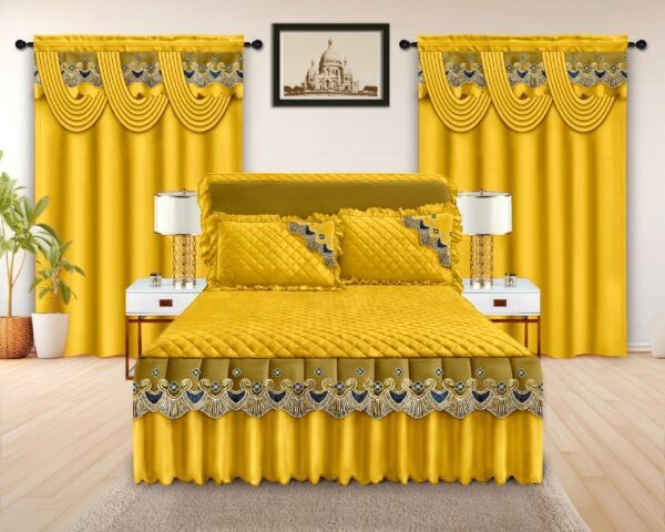 Elegant 5-Piece Bedspread Set with Decorative Valance Curtains