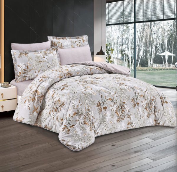 6-Piece Floral Comforter Set with Fitted Sheet