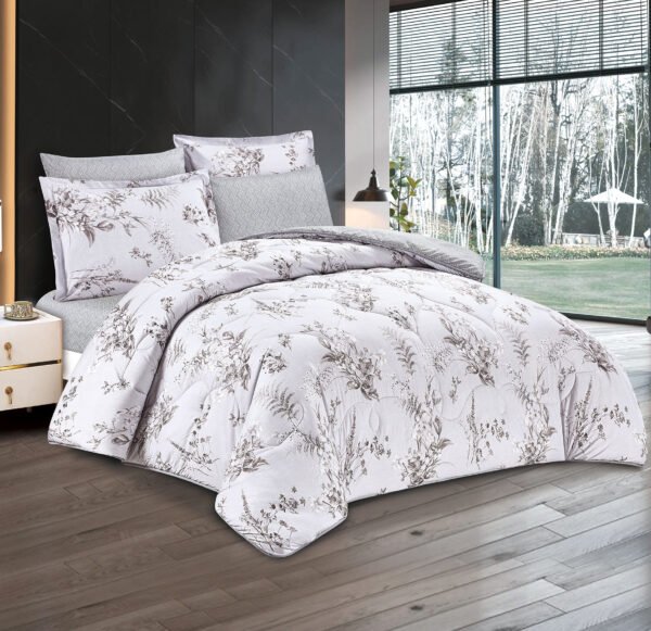 6-Piece Floral Comforter Set with Fitted Sheet