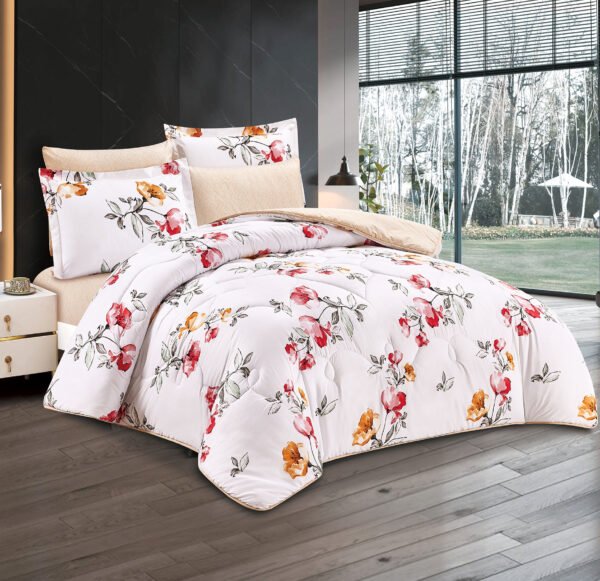 6-Piece Floral Comforter Set with Fitted Sheet