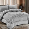 4-Piece Brushed Fabric Quilted Comforter Set with Striped Texture