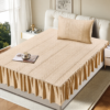 1 2-Piece Crystal Velvet Jacquard Bed Skirt Set