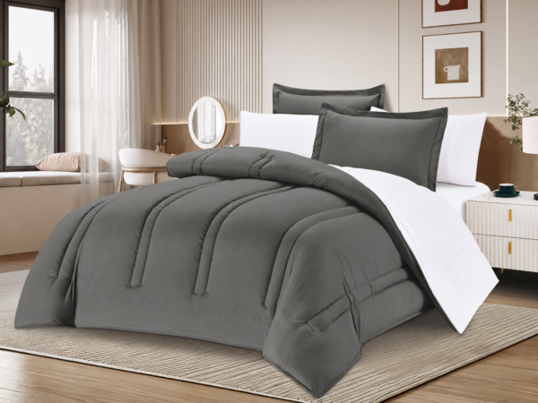 1 6-Piece Solid Color Quilted Comforter Set