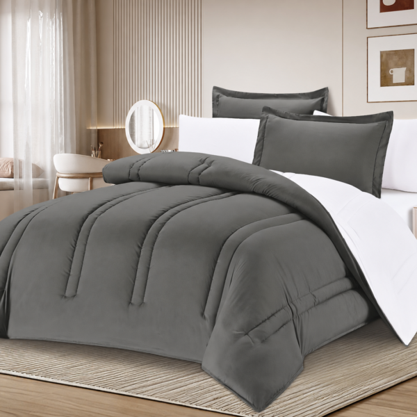 6-Piece Solid Color Quilted Comforter Set