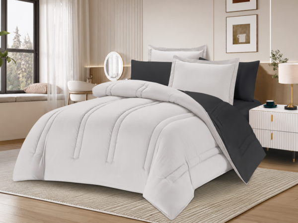 2 6-Piece Solid Color Quilted Comforter Set