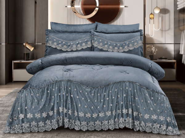 2 6-Piece Polar Fleece Comforter Set with Lace Trim