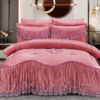 3 6-Piece Polar Fleece Comforter Set with Lace Trim