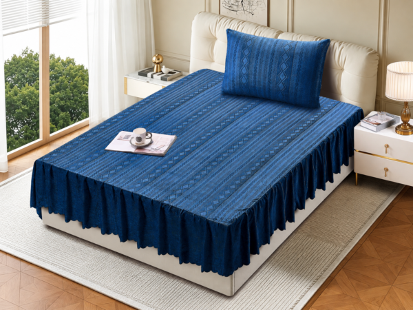 3 2-Piece Crystal Velvet Jacquard Bed Skirt Set