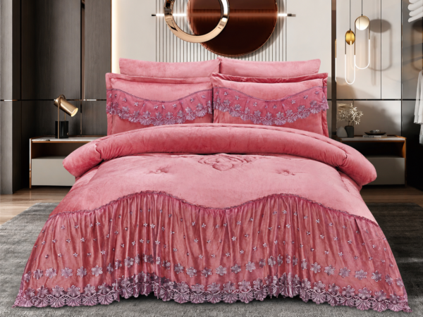 3 6-Piece Polar Fleece Comforter Set with Lace Trim