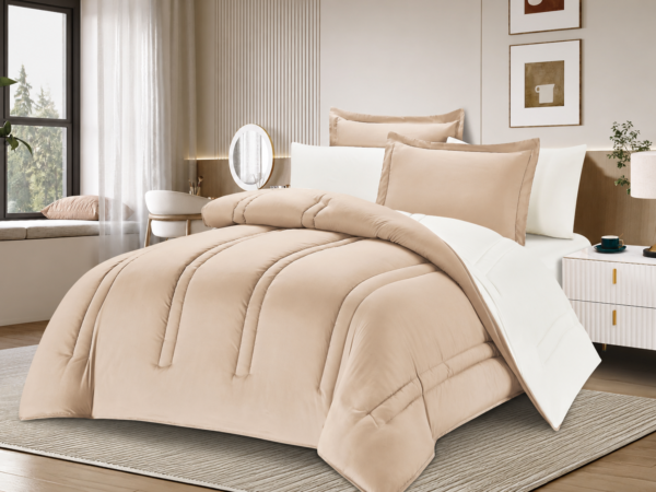 4 6-Piece Solid Color Quilted Comforter Set