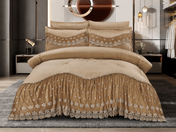 4 6-Piece Polar Fleece Comforter Set with Lace Trim