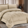 4-Piece Brushed Fabric Quilted Comforter Set with Striped Texture