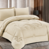 4-Piece Brushed Fabric Quilted Comforter Set with Striped Texture