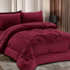 4-Piece Brushed Fabric Quilted Comforter Set with Striped Texture