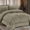 4-Piece Brushed Fabric Quilted Comforter Set with Striped Texture